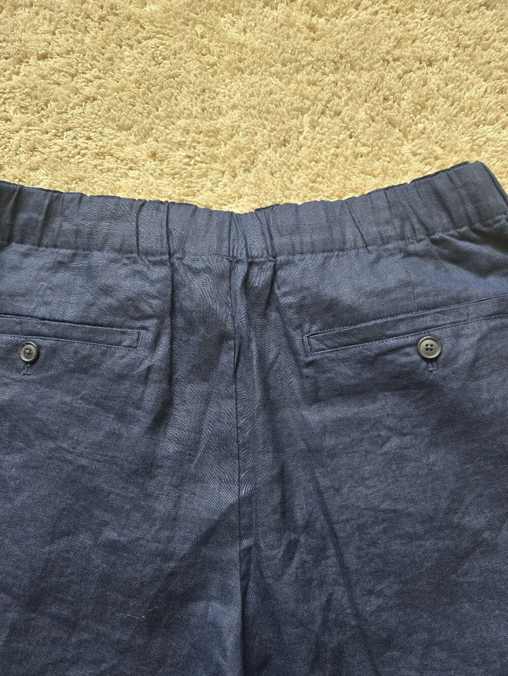 Quince European Linen Pants Mens L Navy Blue Straight